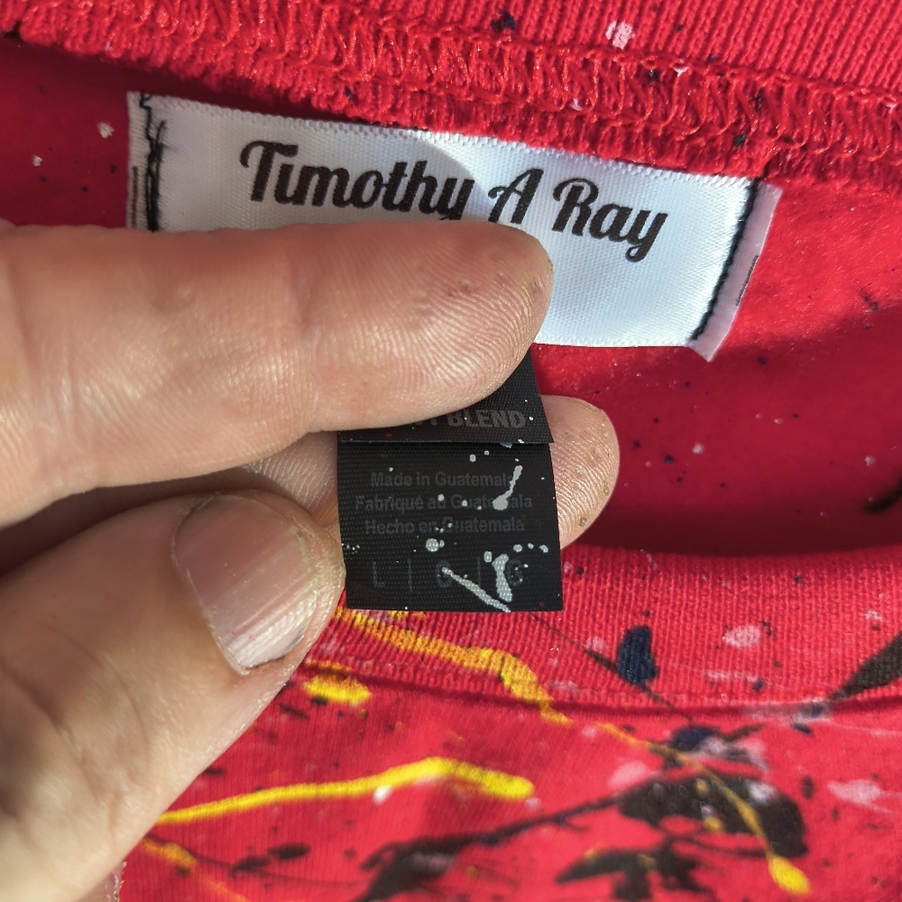 Unisex Large Red Sweatshirt With Unique Street Wear Art By Timothy Designs View 4